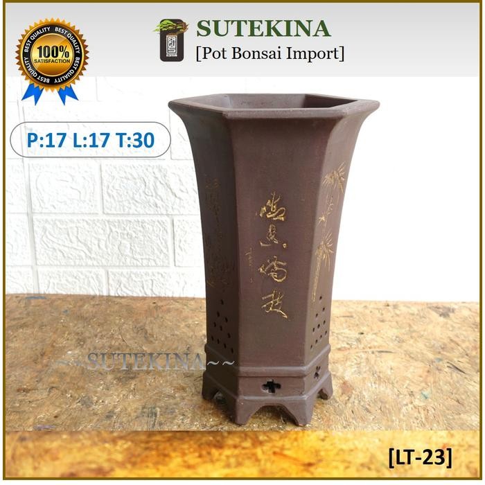 POT BONSAI KERAMIK_Tinggi kerucut_segi anam (@bonsai bagus)