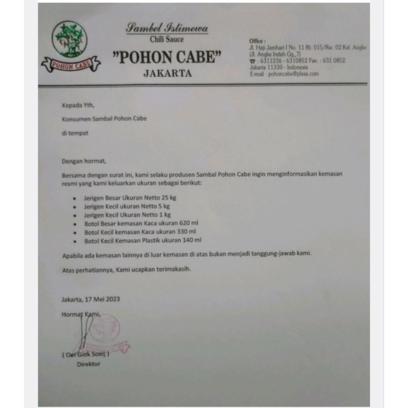 

EXP MAR 2026 Sambal Pohon Cabe 140ml 140 ml Tanpa Pengawet/Pewarna Saos Alami Saus Sambel Pedas Enak