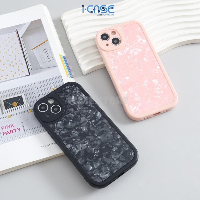 JTTOP" PEARL PATTERN BLACK PINK CASE FOR IPHONE XR X XS MAX 11 12 13 14 15 PLUS PRO MAX COVER