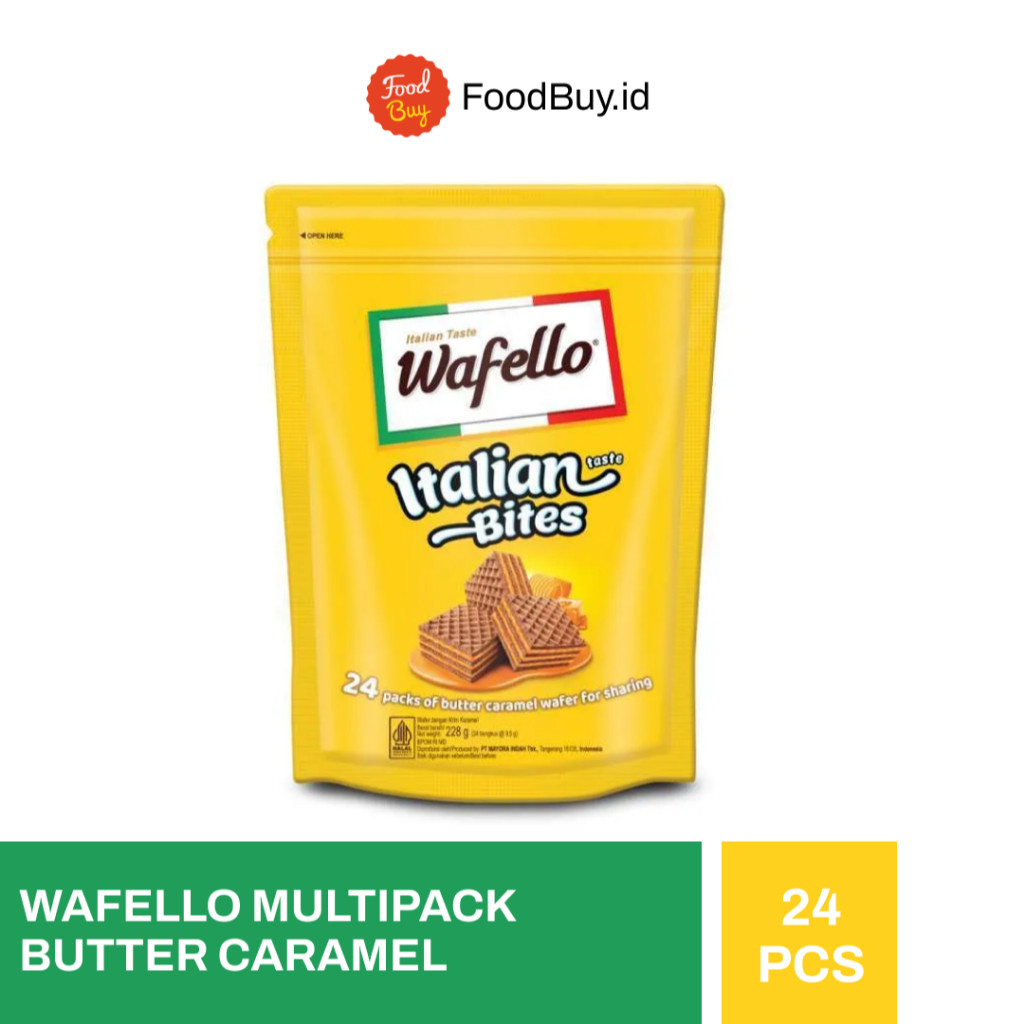 

Omahjajanan Wafello Italian Bites Wafer Rasa Caramel Pouch 234Gr (24Bungkus)