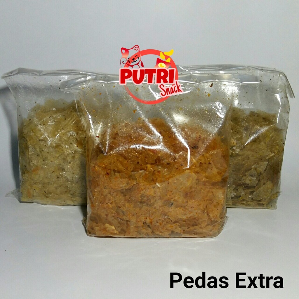 

Eumsig Keripik Kaca / Beledag / Kripca 500Gr Pedas Extra Daun Jeruk