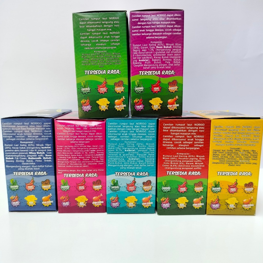 

Sega Tungtung Snack Rumput Laut Norigo ( 1 Box )