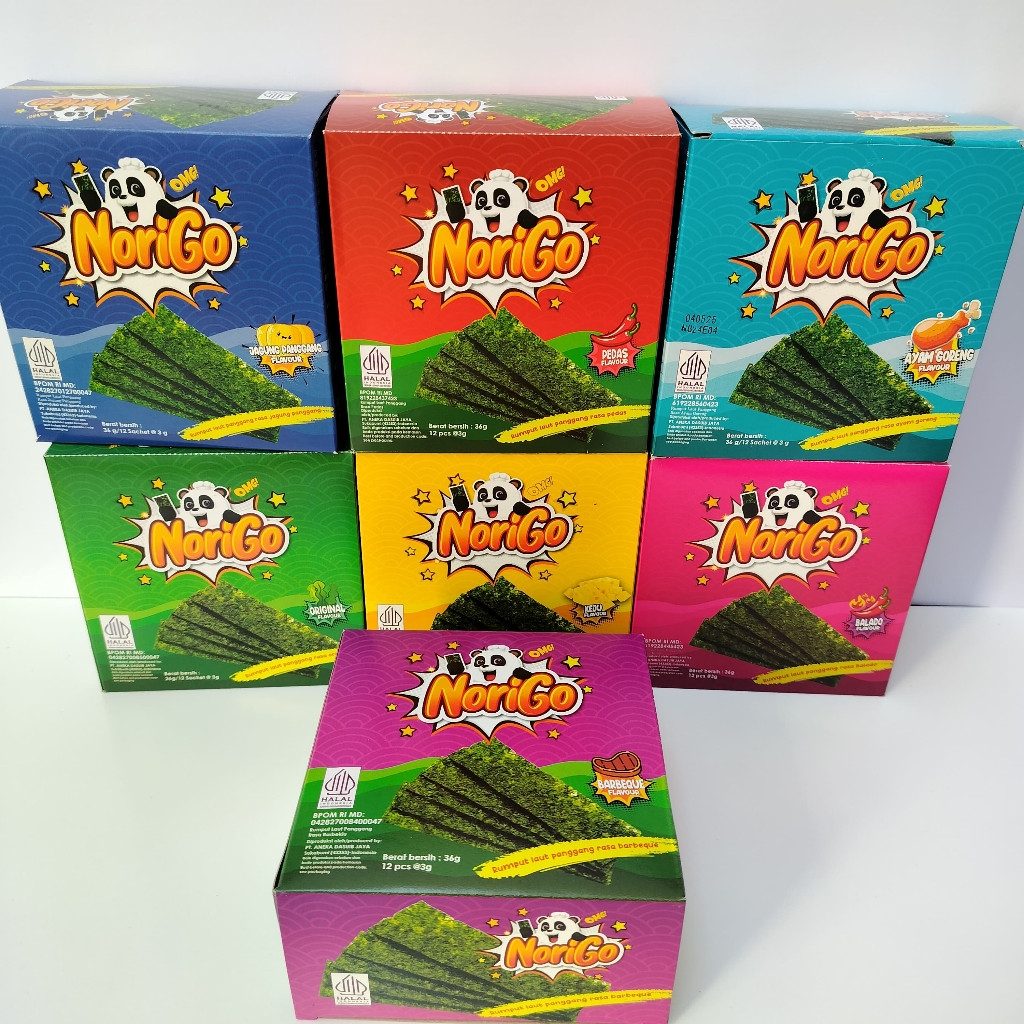 

Sega Tungtung Norigo Nori Rumput Laut 1 Box Isi 12Pcs