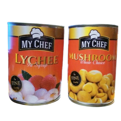 

Sega Tungtung Mychef Jamur Kaleng Dan Leci Kaleng / My Chef Whole Mushroom / Lychee / Makanan Kaleng