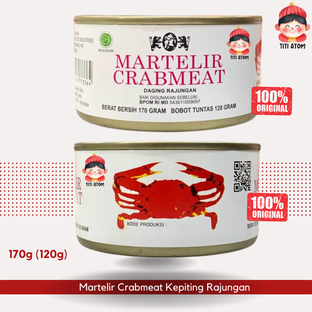 

Sega Tungtung Martelir Crabmeat Daging Kepiting Rajungan Kaleng 170G 120G