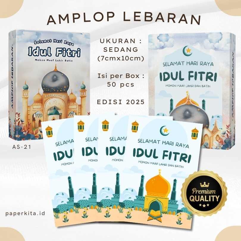 

AMPLOP LEBARAN IDUL FITRI 2025 SEDANG UANG LIPAT 1, BOX ISI 50PCS KWALITAS PREMIUM