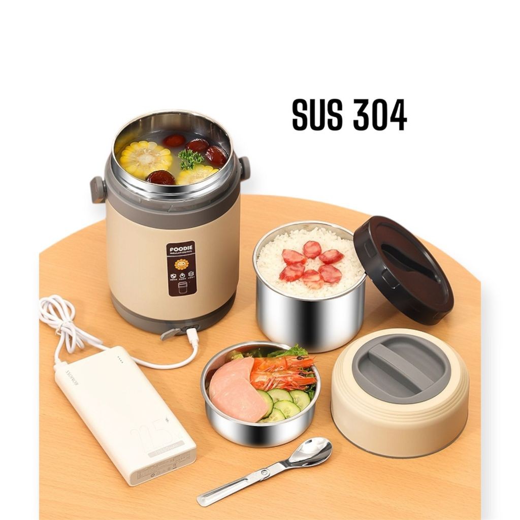 Lunch Box 1600ML & 2000ML Stainless Steel USB Electric Heated Warm Keeping Bento Container