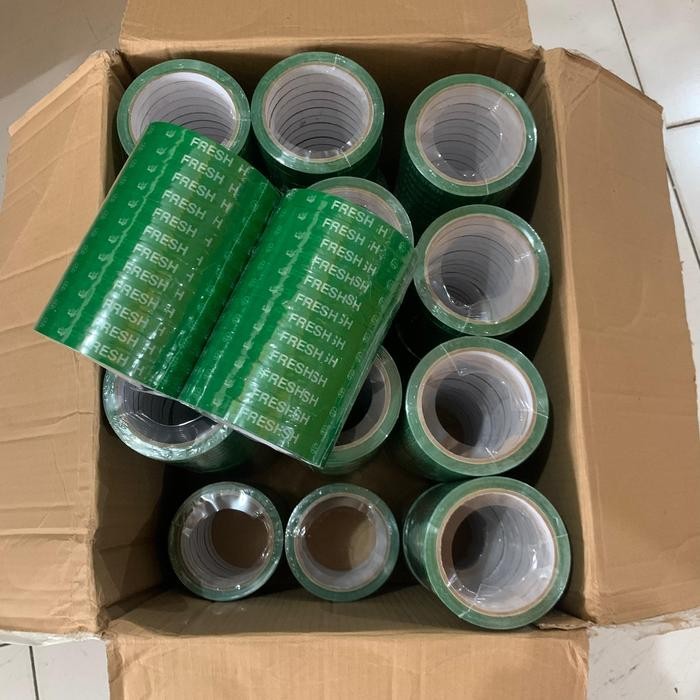 

( 1 SLOP ISI 12 PCS) Lakban Hijau Sayur Fresh Vegetables - Isolasi Fresh Makanan 18 Mm x 50 M