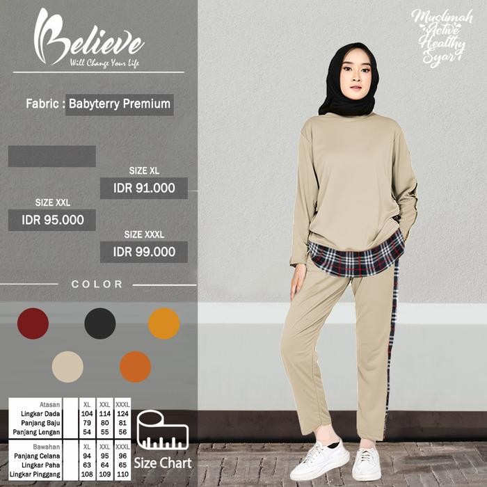 PREMIUM UM SET Setelan Kaos Celana Olahraga Muslimah Training Senam Wanita Lengan Panjang Bahan