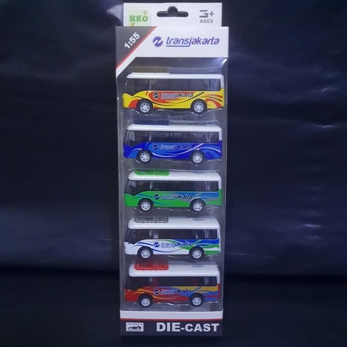 Die Cast Mobil Besi Bus Transjakarta Miniatur Busway