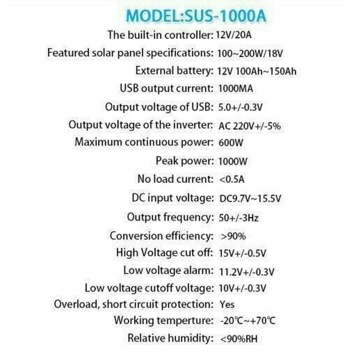 SUOER POWER INVERTER 1000 WATT SOLAR CONTROLLER CHARGER SOLAR PANEL