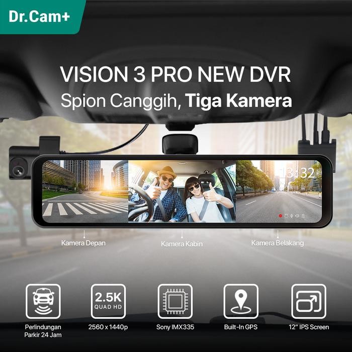 PREMIUM Spion Dash Cam DrCam+ Vision 3 PRO - Mirror DashCam 3 Kamera