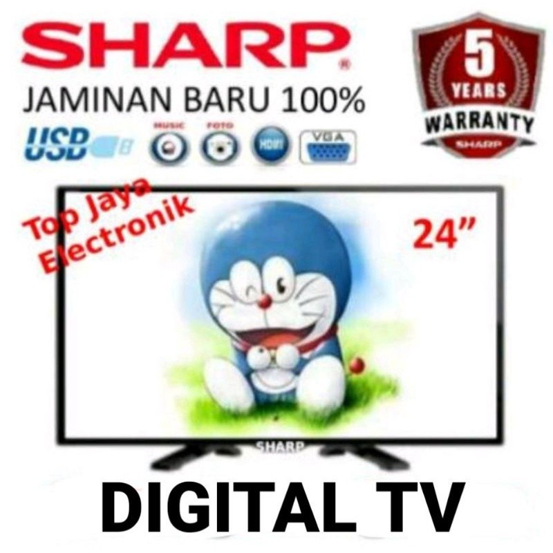 ASLI LED TV SHARP 24 INCH DIGITAL TV /SHARP LED TV 24 INCH DIGITAL TV /TV SHARP 24" DIGITAL TV BARU