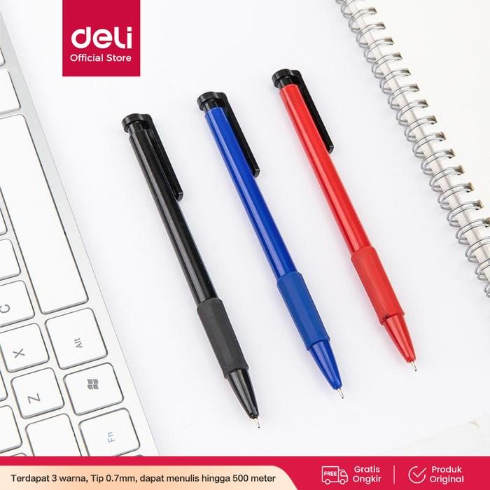 

Ready JT Deli Ballpoint Pen / Pulpen Bolpoin Retracable 0.7mm Dapat Menulis Hingga 500 Meter 6546S