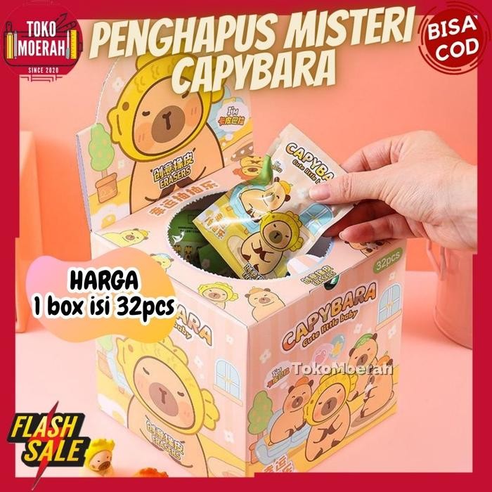 

Ready JT 1 BOX 32pcs PENGHAPUS MISTERI CAPYBARA LUCU UNIK BLIND BOX MYSTERY PACK CAPYBARA ERASER