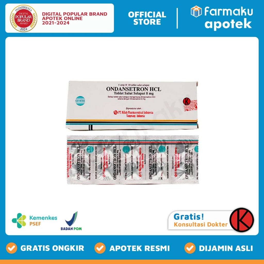 Ondansetron 8 mg Tablet Nulab Strip 10 tablet salut selaput
  - KGS