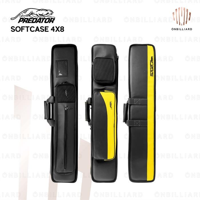 PREDATOR Tas Stick Billiard 4x8 Cue Soft Case 4 Butt 8 Shaft 12 Lubang Sekat Kain Billiard Biliar