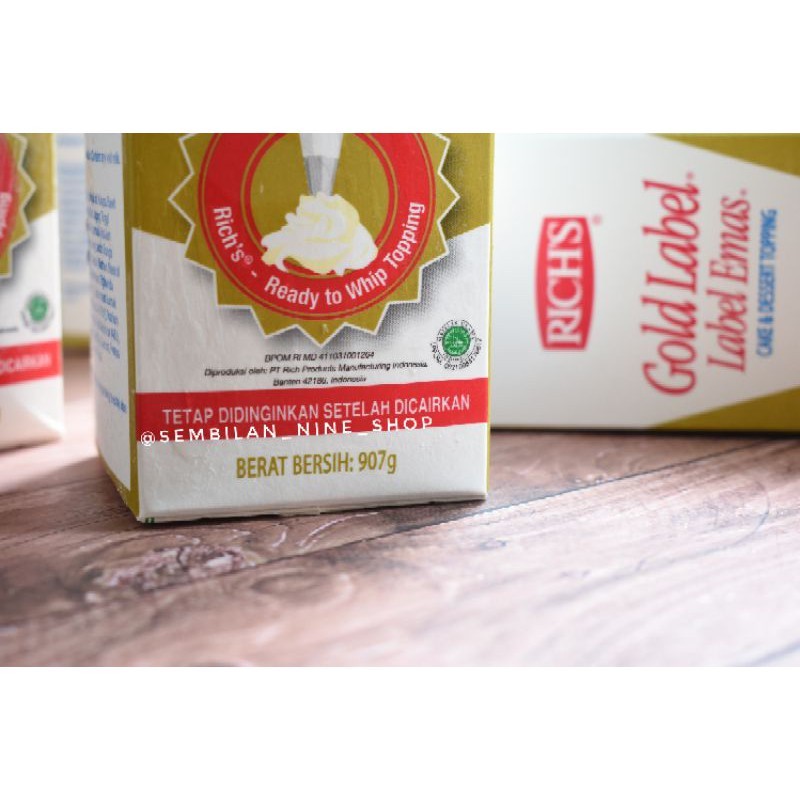 

Richs Gold Label Non dairy Whipping Cream 907 g Rich