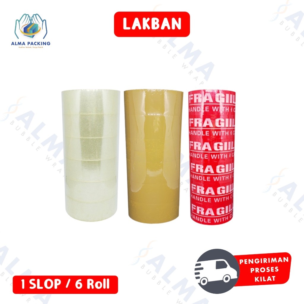 

Meriyah Storee - Lakban OPP Tape / Lakban Bening Coklat Fragile Tape (1 Slop)