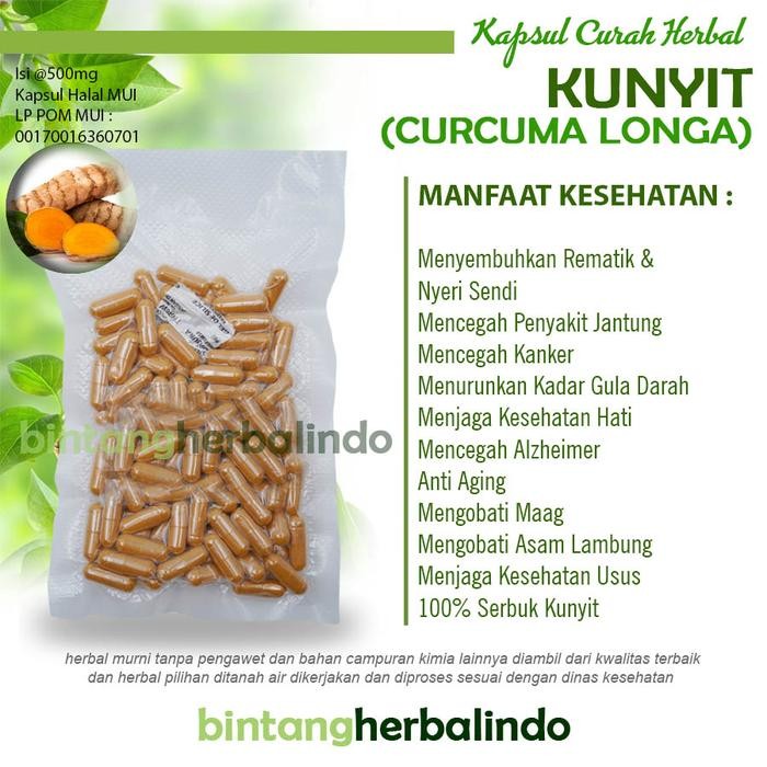 

Terlaris Kunyit Kapsul Curah Herbal Maag Anti Aging Asam Lambung Jerawat