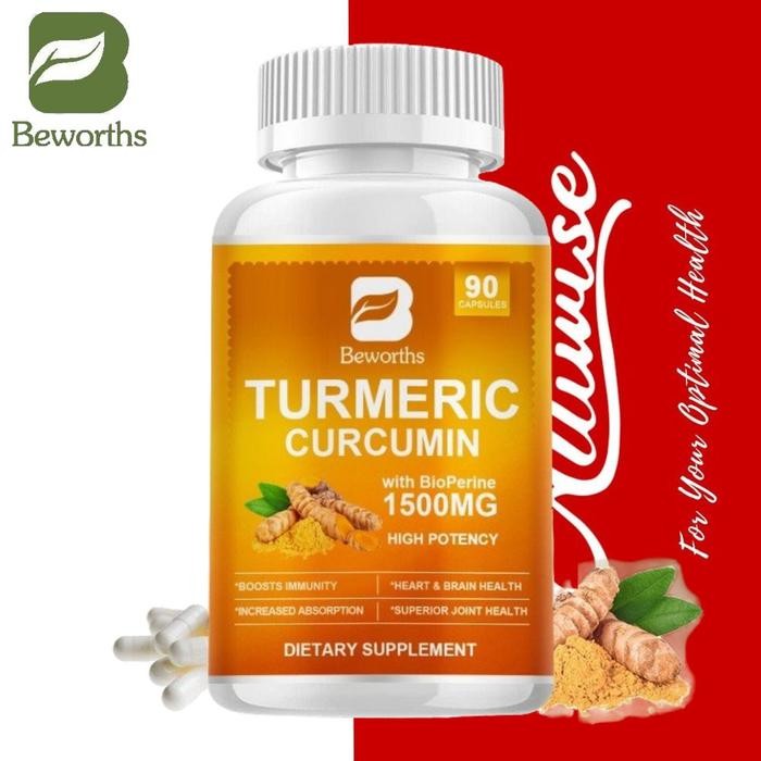 

Terlaris Beworths 90Pcs Kapsul Kunyit Kurkumin Untuk Menjaga Sendi Alami Bioperine 1500Mg Dengan 95%