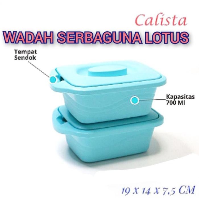 2 PCS LOTUS SQUARE SET WADAH TEMPAT SERBAGUNA CALISTA 700ML
