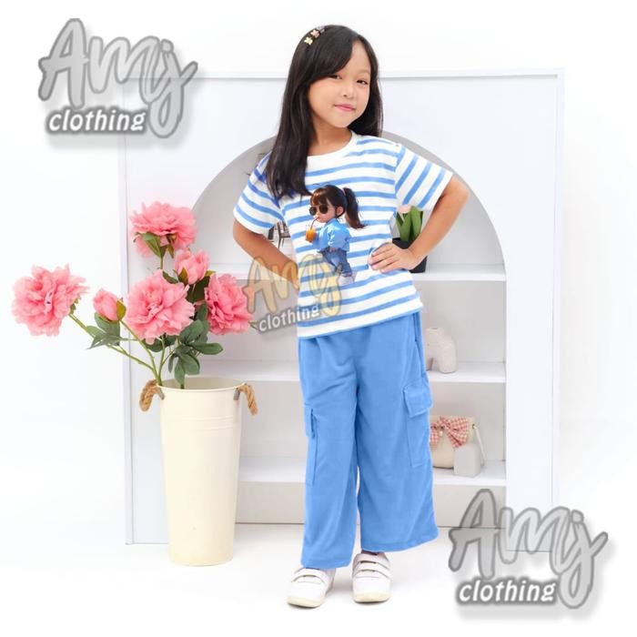 

Terlaris Setelan Cargo Anak Perempuan Pakaian Setelan Kargo Celana Baju Fashion Sigaret Kunyit
