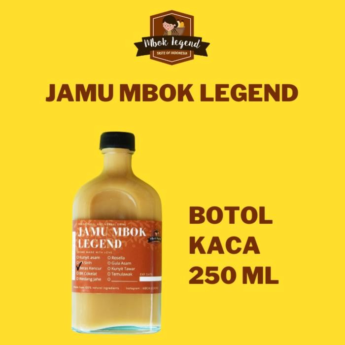 

Terlaris Jamu Kunyit Asam/Beras Kencur/Beras Kencur Coklat 250 Ml Mbok Legend