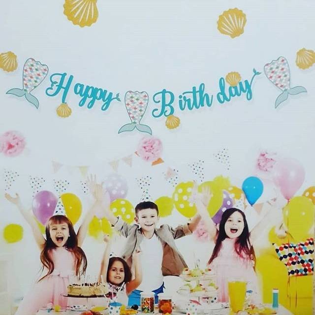 Fresh Finds Banner Happy Birthday Mermaid Tail Banner Mermaid Banner Putri Duyung