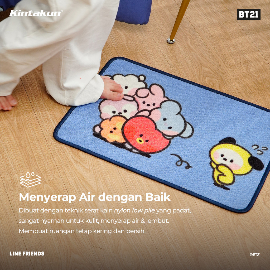 Finacel1 Kintakun Home Bt21 Minini Keset Serbaguna Anti Slip Doormat Persegi 40X60 Cm Koya Rj Shooky