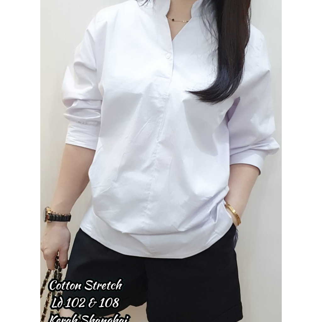 Pola Mewah Korean Jess Blouse Wanita Atasan Kemeja Putih