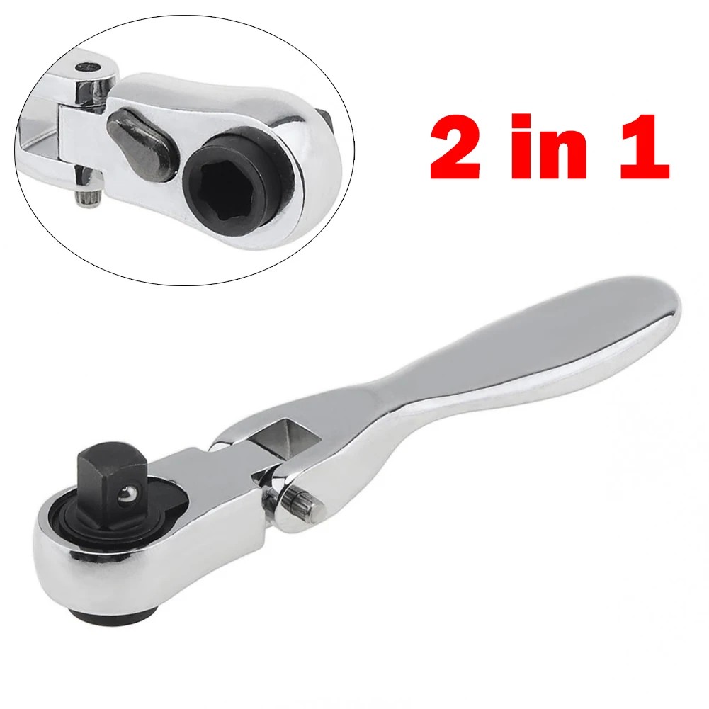 

2 In 1 Ratchet Handle Wrench Screwdriver 72 Teeth Socket Batch Head Quick Spanner Ratchet Handle Wrench Hand Repair Tools