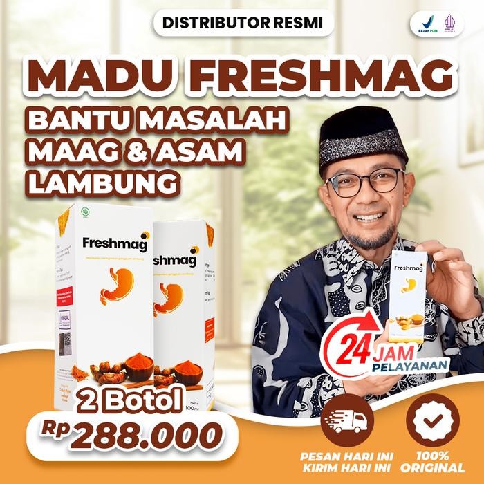 

Terlaris Freshmag Original 2 Botol Madu Hutan Alami Dengan Ekstrak Kunyit Bantu Keluhan Maag Asam