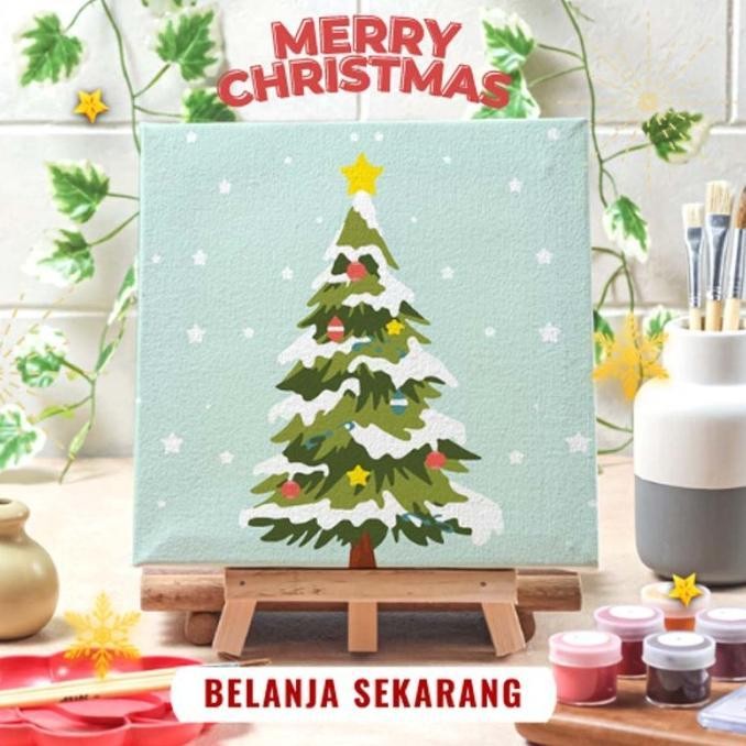 

restock !!! Paint by number Pohon Natal diy painting canvas 20x20 alat lukis