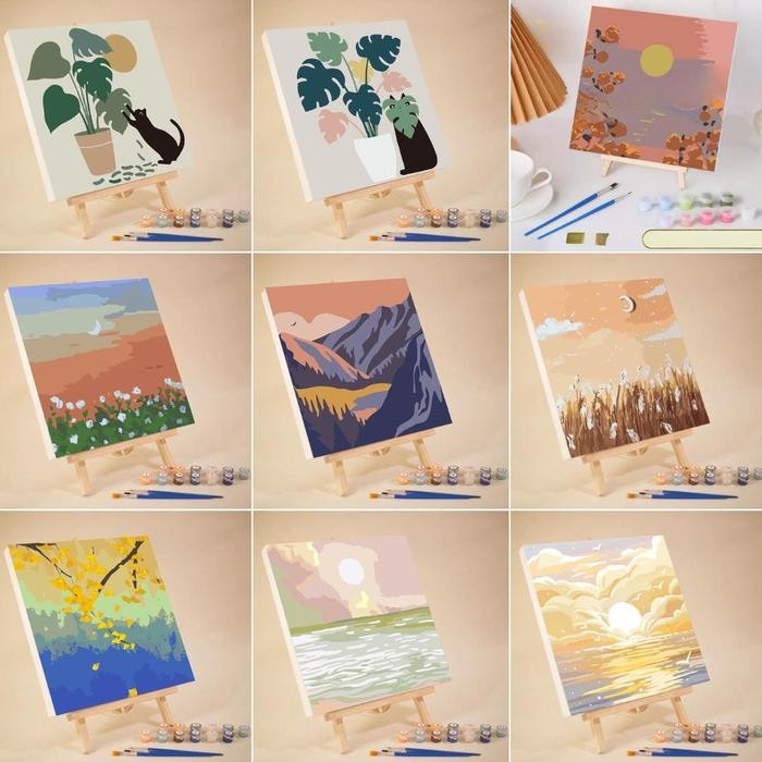 

Paint by Number KIT / Painting by Number / Set Alat Lukis Praktis ukuran 20x20cm