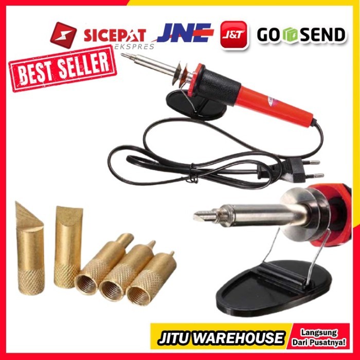 

Solder Lukis Pyrography Wood Carving Dengan 5 Buah Mata Bit Alat Ukir