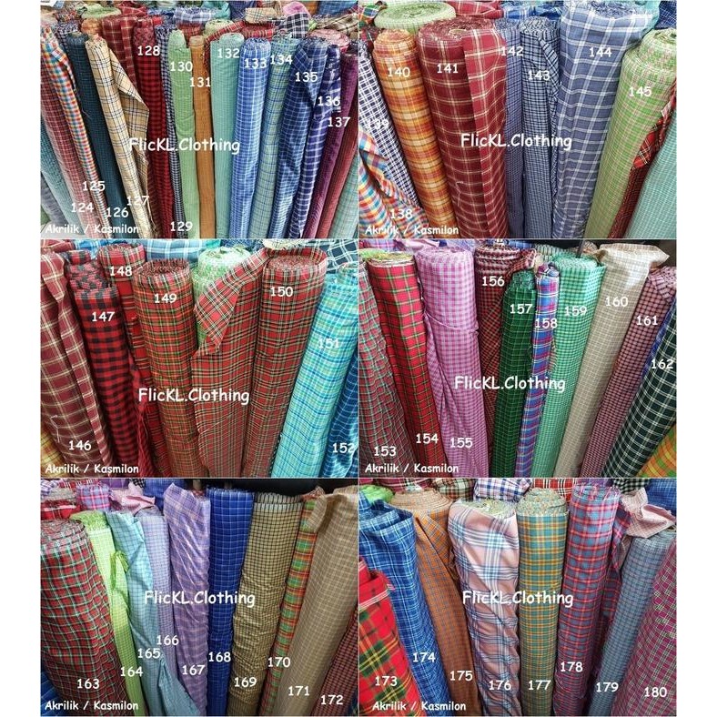 Bahan Kain Kasmilon Aklirik Motif Corak Kotak Kotak Seragam Sekolah Promo