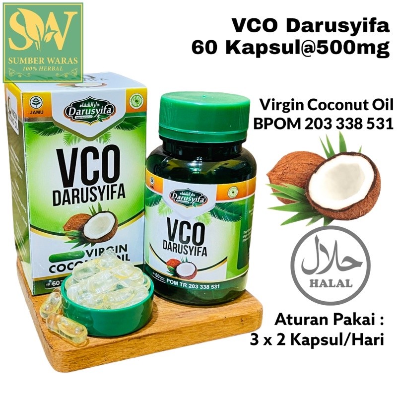 KAPSUL VCO MINYAK KELAPA DARUSYIFA BPOM ISI 60 KAPSUL @500MG - VIRGIN COCONUT OIL VCO DARUSYIFA