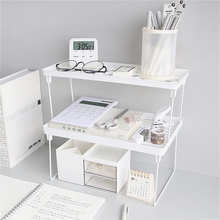 

Rak Meja Stationery Desktop Storage Rak Lipat Penyimpanan Buku ATK Meja Kantor Rak meja belajar