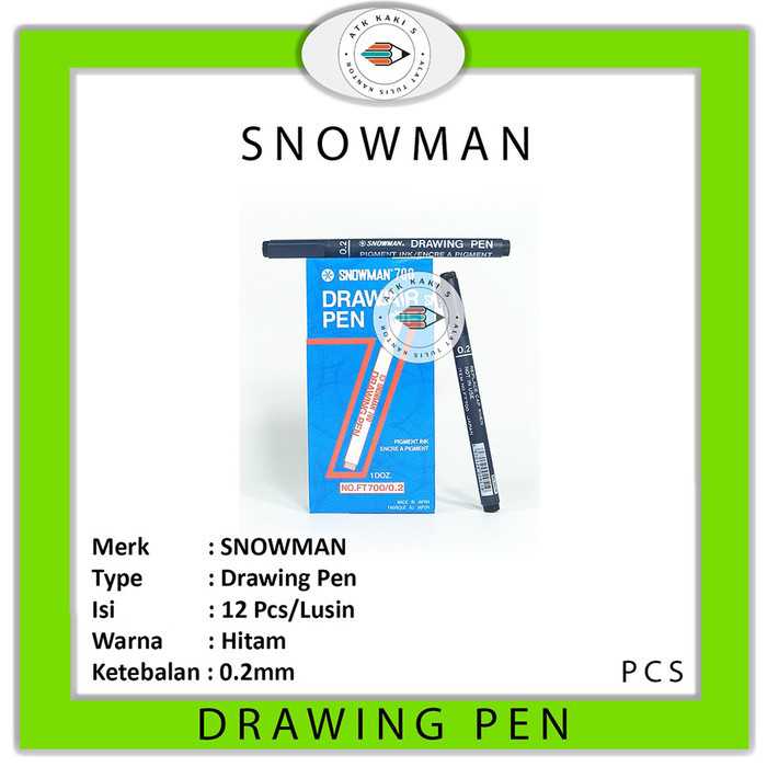 

Drawing Pen Snowman 700 Hitam 0.2 ATK