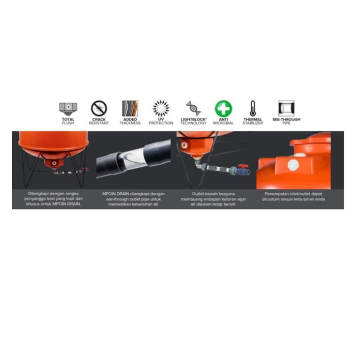Paling Baik Tangki Air / Tandon / Toren Mpoin Plus Drain 800 Liter