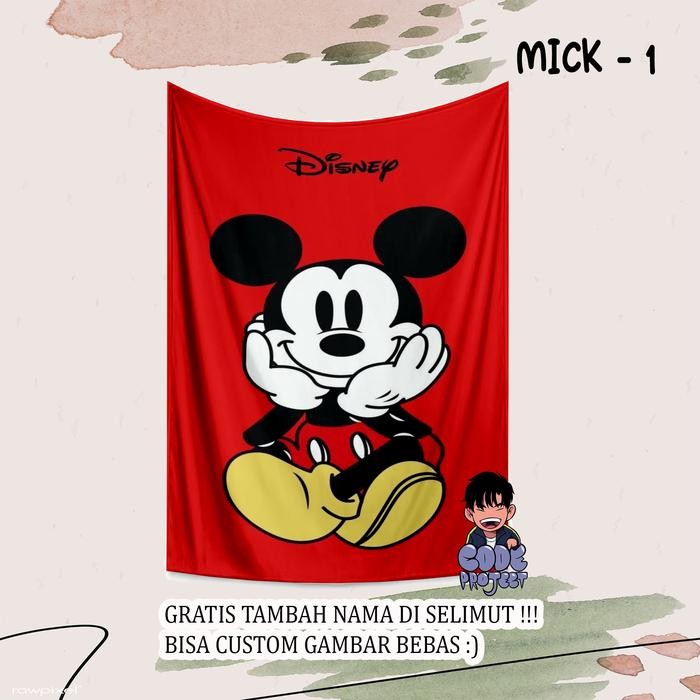 SELIMUT KARAKTER MICKEY MOUSE - selimut animasi - selimut lucu - mickey mouse - hadiah ulang tahun