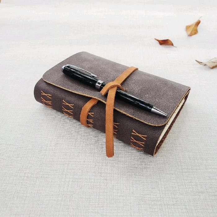 

Gilang_Store A6 Notebook Leather Cover With Cross Stich Binding, Buku Catatan Khusus, Buku Hadiah