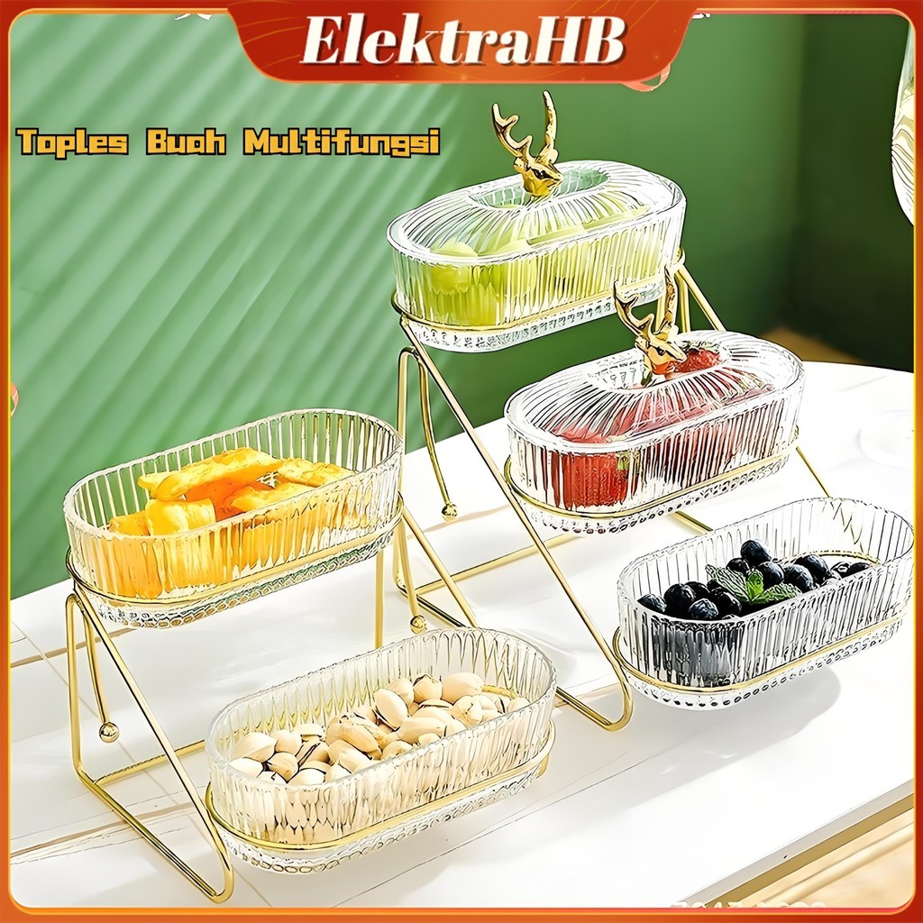 Tempat Buah Toples Tempat Buah Wadah Buah Estetik Toples Akrilik Set Toples Cemilan Toples Lebaran