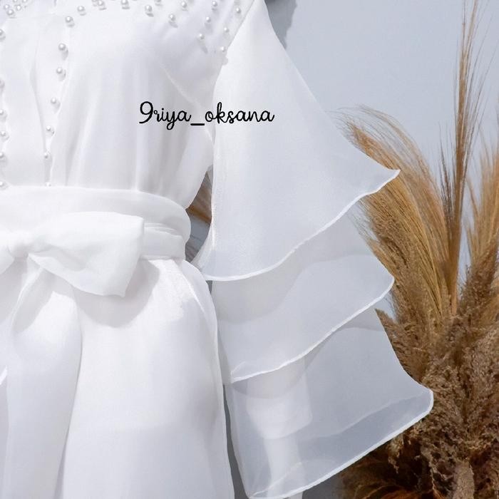 JTTOP" HANFU DRESS - KIMONO WEDDING ORGANZA BRIDE ROBE PUTIH BERHIAS MUTIARA KIMONO PUTIH