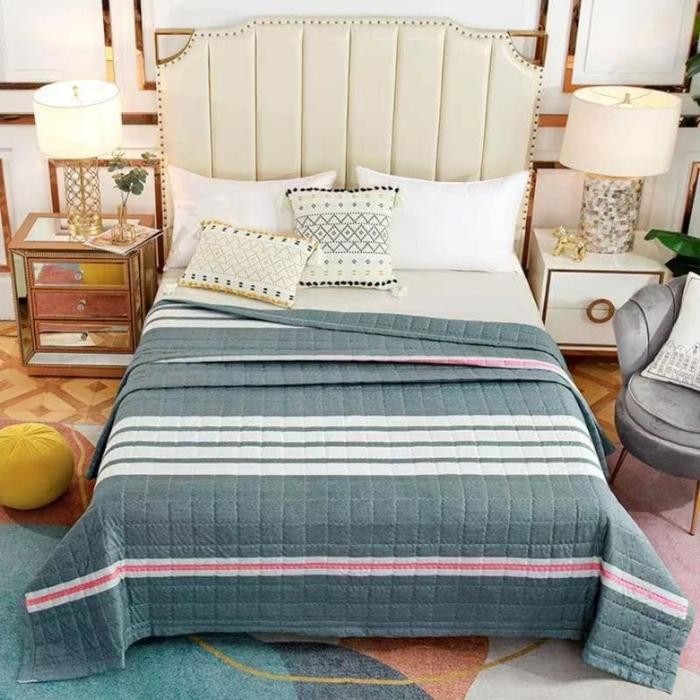 SRH Indonesia selimut bordir katun polos ukuran 180x200 badcover tipis