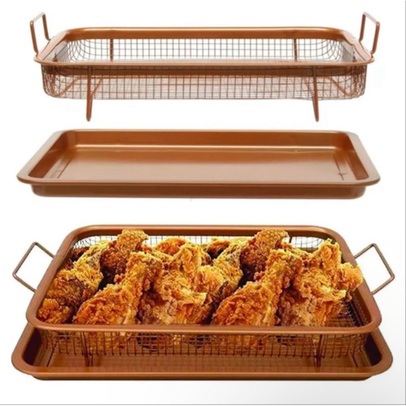 nampan tirisan minyak gorengan stainless gold TEBAL / peniris minyak / peniris gorengan / baking