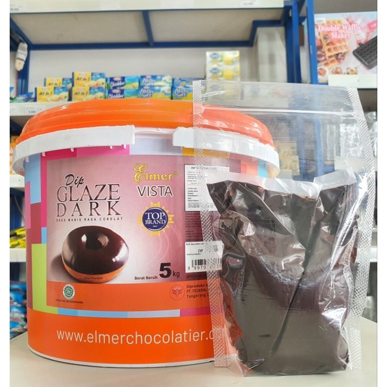 

Konter Makanan Elmer Glaze Dark Coklat 250Gr / Topping Donat Dark Coklat / Dip Glaze Dark Chocolate