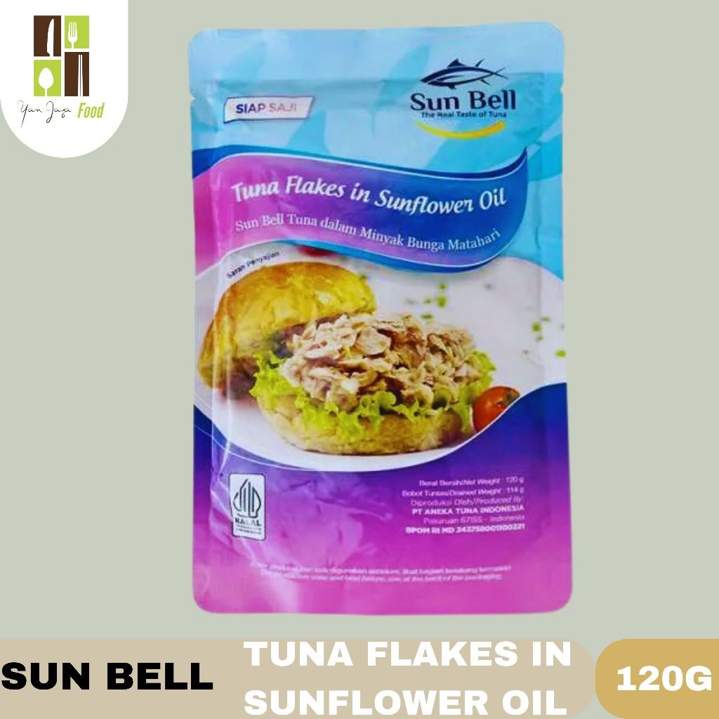 

Sensasi Lezat Sun Bell Tuna Flakes In Sunflower Oil / Sunbell Tuna Dalam Minyak Bunga Matahari 120G