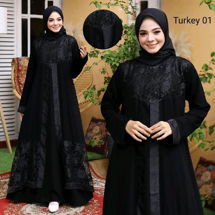 Abaya Muza Abaya Hitam Abaya Turkey 01 Dewasa Kombinasi Muslim Renda Gamis Arab Renda Gamis Renda